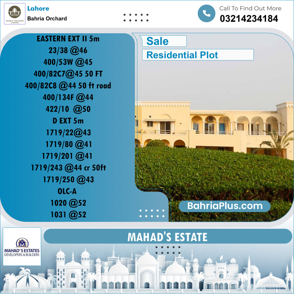 Residential Plot for Sale in Bahria Orchard, Lahore - (BP-187851)