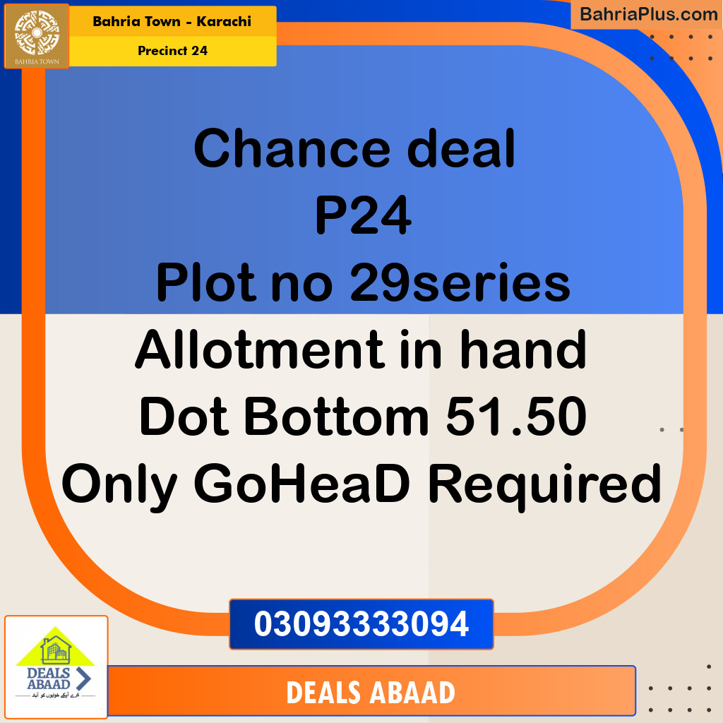 125 Sq. Yards Residential Plot for Sale in Precinct 24 -  Bahria Town, Karachi - (BP-187857)