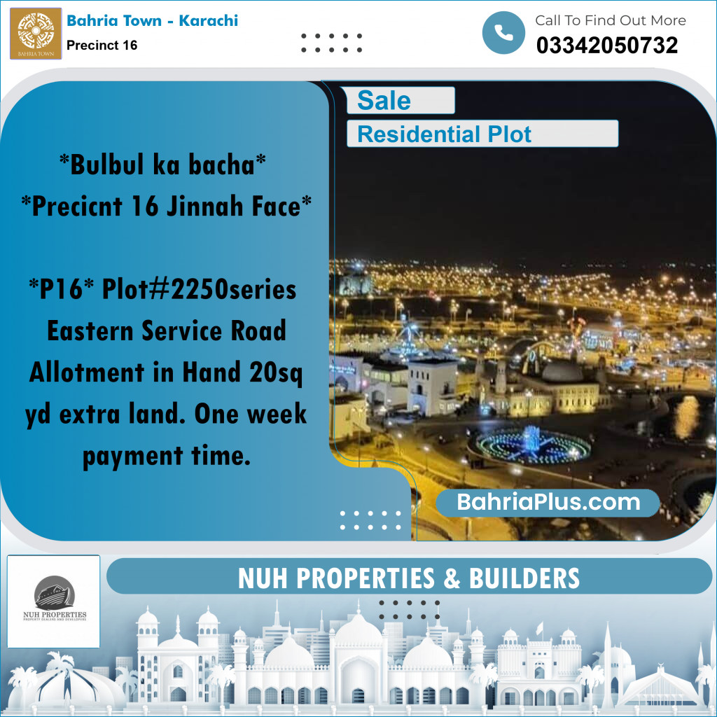 250 Sq. Yards Residential Plot for Sale in Precinct 16 -  Bahria Town, Karachi - (BP-187883)