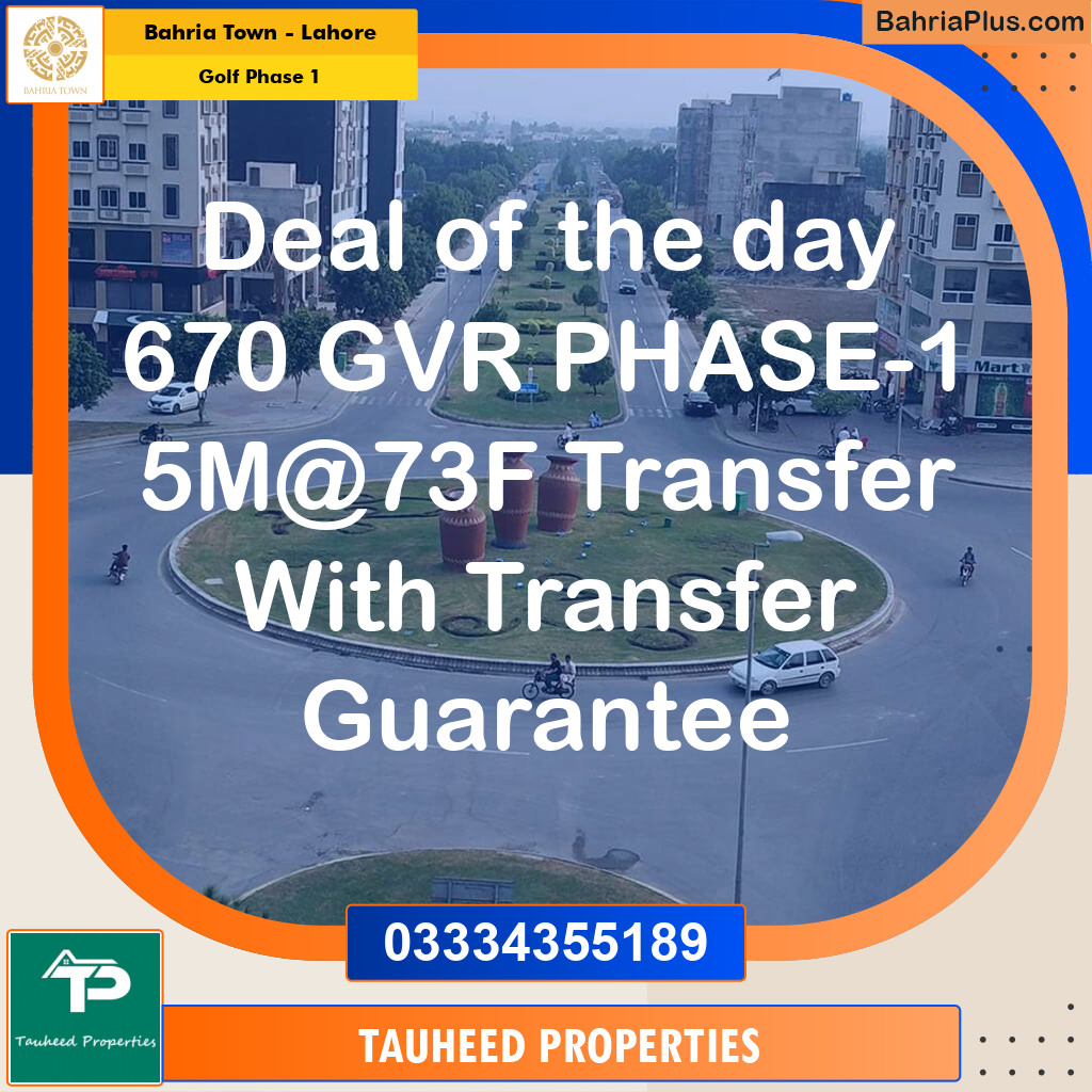 Residential Plot for Sale in Golf Phase 1 -  Bahria Town, Lahore - (BP-187893)