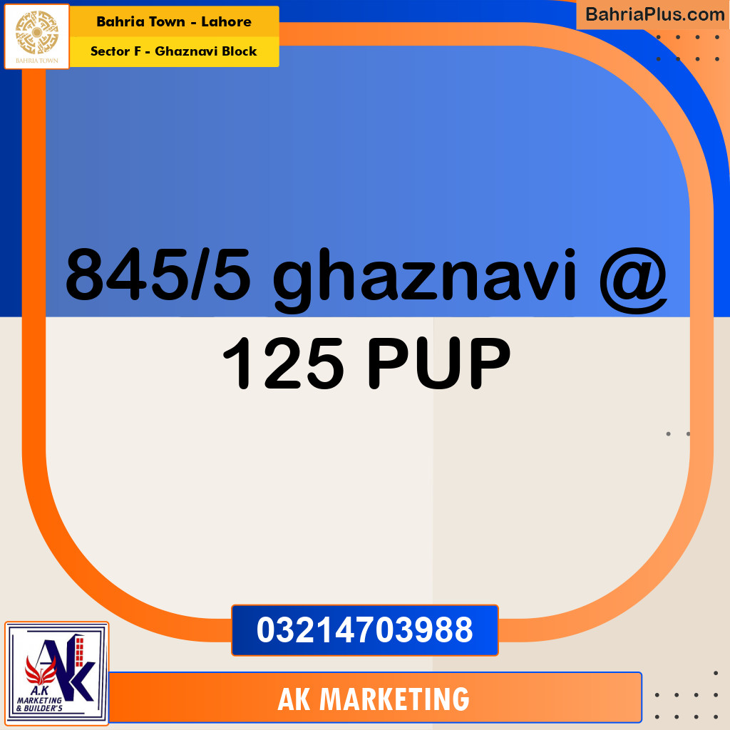 Residential Plot for Sale in Sector F - Ghaznavi Block -  Bahria Town, Lahore - (BP-187902)
