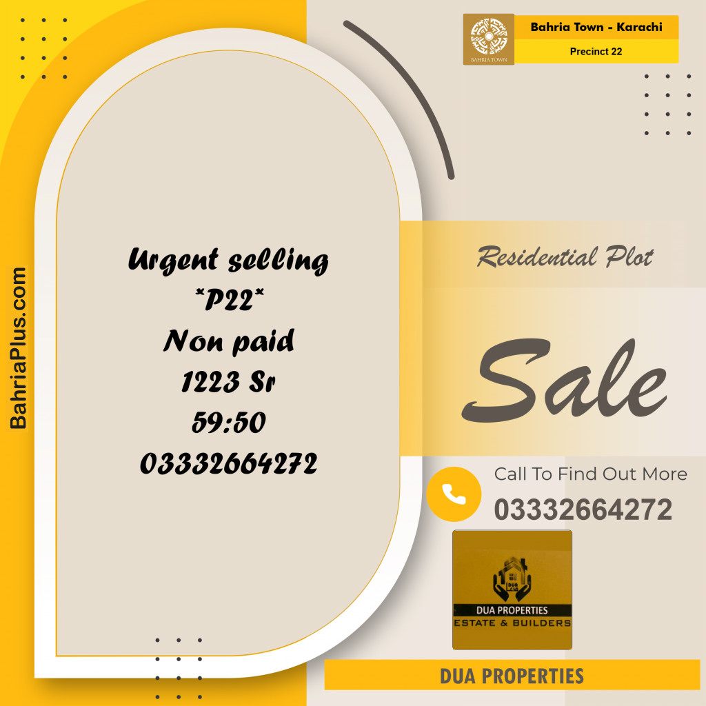 250 Sq. Yards Residential Plot for Sale in Precinct 22 -  Bahria Town, Karachi - (BP-187910)