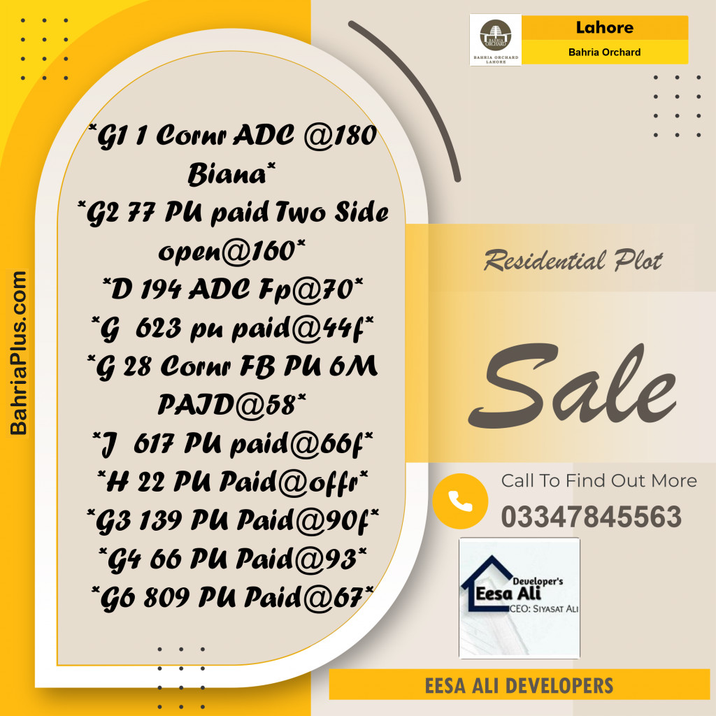 Residential Plot for Sale in Bahria Orchard, Lahore - (BP-187972)