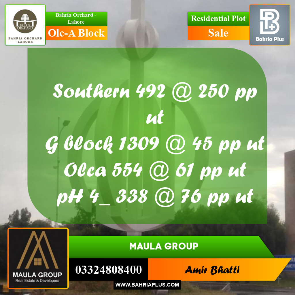 Residential Plot for Sale in OLC-A Block -  Bahria Orchard, Lahore - (BP-188008)