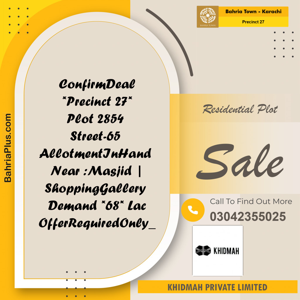 Residential Plot for Sale in Precinct 27 -  Bahria Town, Karachi - (BP-188021)