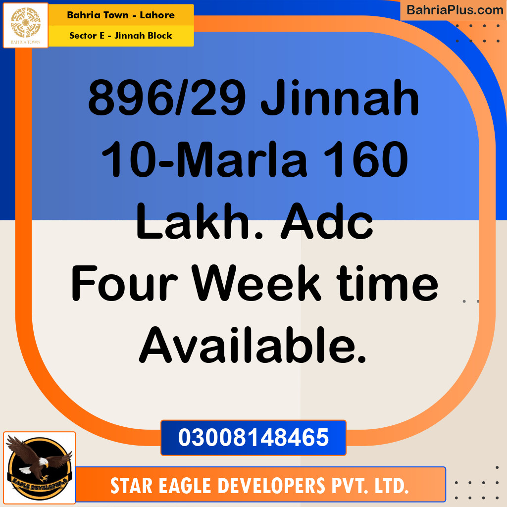 Residential Plot for Sale in Sector E - Jinnah Block - Bahria Town, Lahore - (BP-188035)
