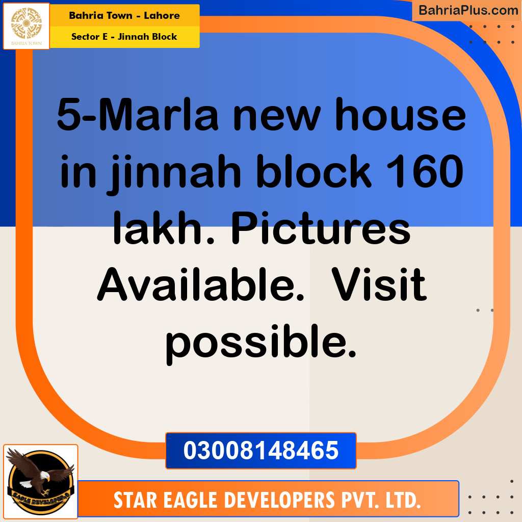 Residential Plot for Sale in Sector E - Jinnah Block -  Bahria Town, Lahore - (BP-188037)