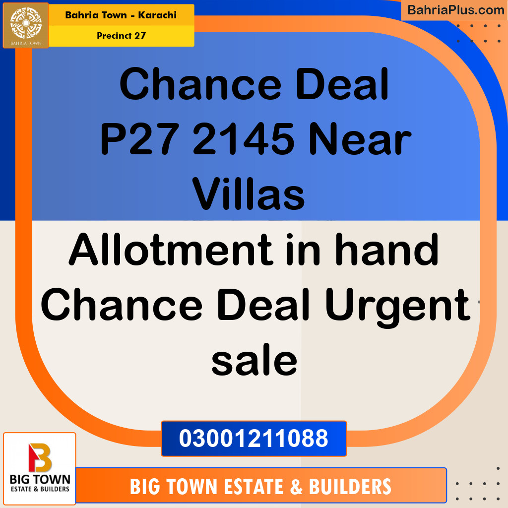 Residential Plot for Sale in Precinct 27 -  Bahria Town, Karachi - (BP-188065)