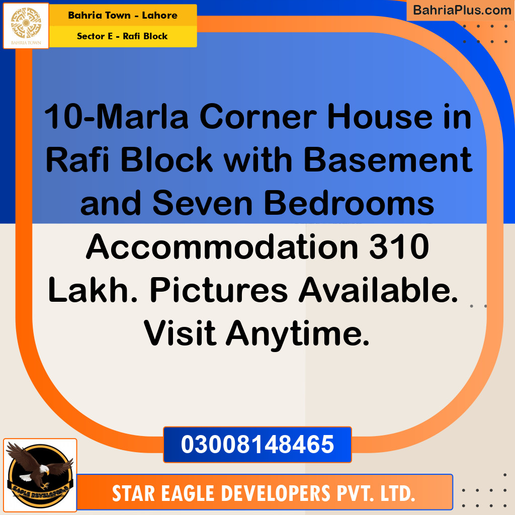 Residential Plot for Sale in Sector E - Rafi Block -  Bahria Town, Lahore - (BP-188104)
