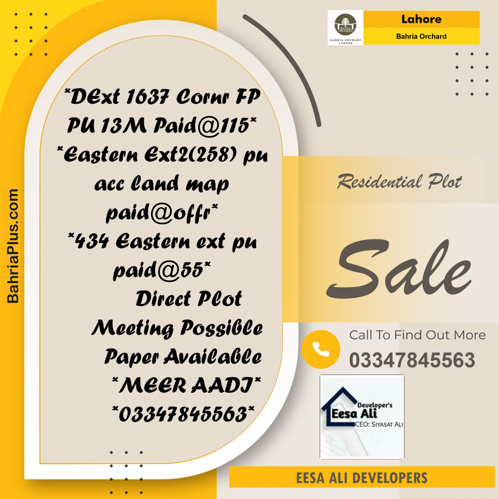 Residential Plot for Sale in Bahria Orchard, Lahore - (BP-188110)
