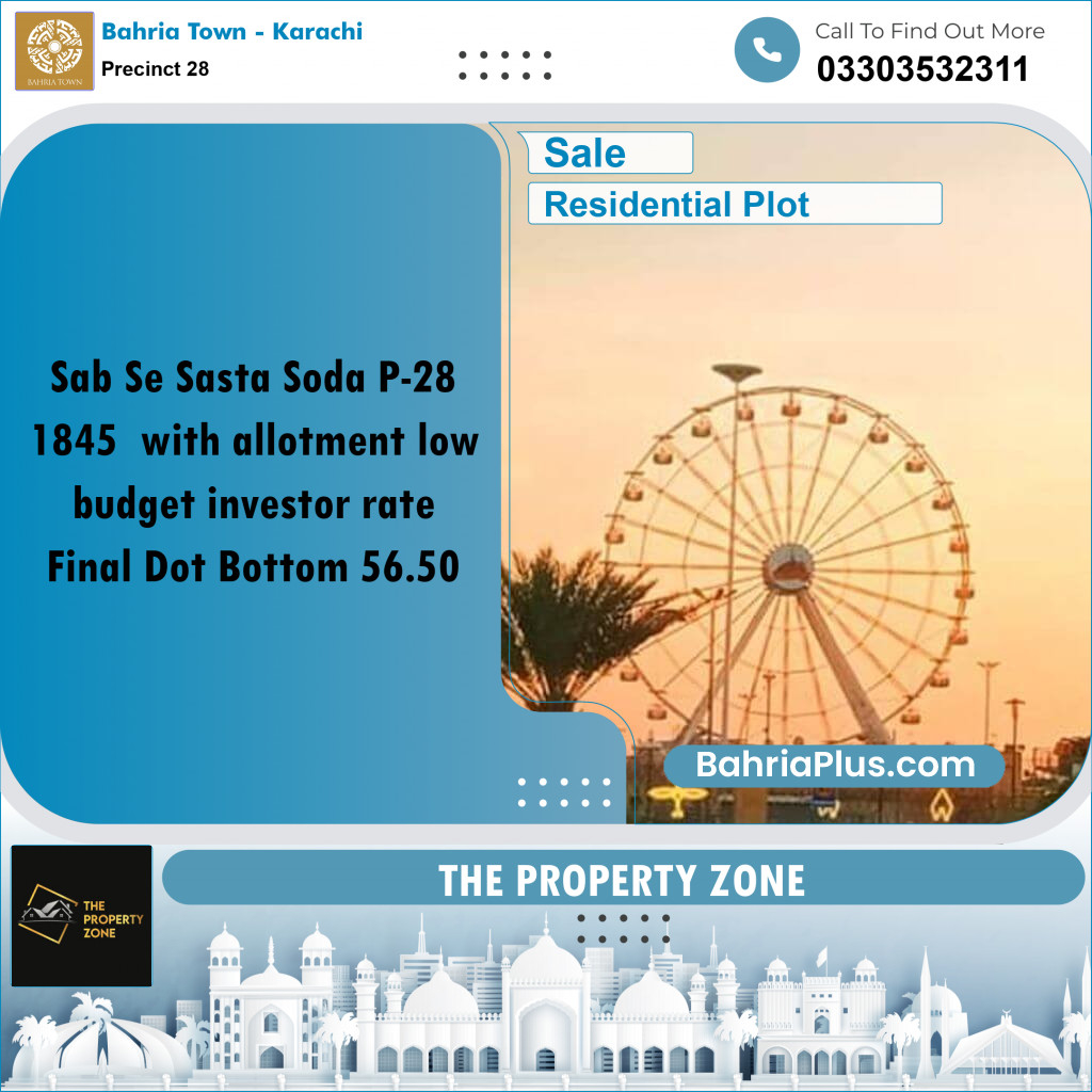 125 Sq. Yards Residential Plot for Sale in Precinct 28 -  Bahria Town, Karachi - (BP-188136)