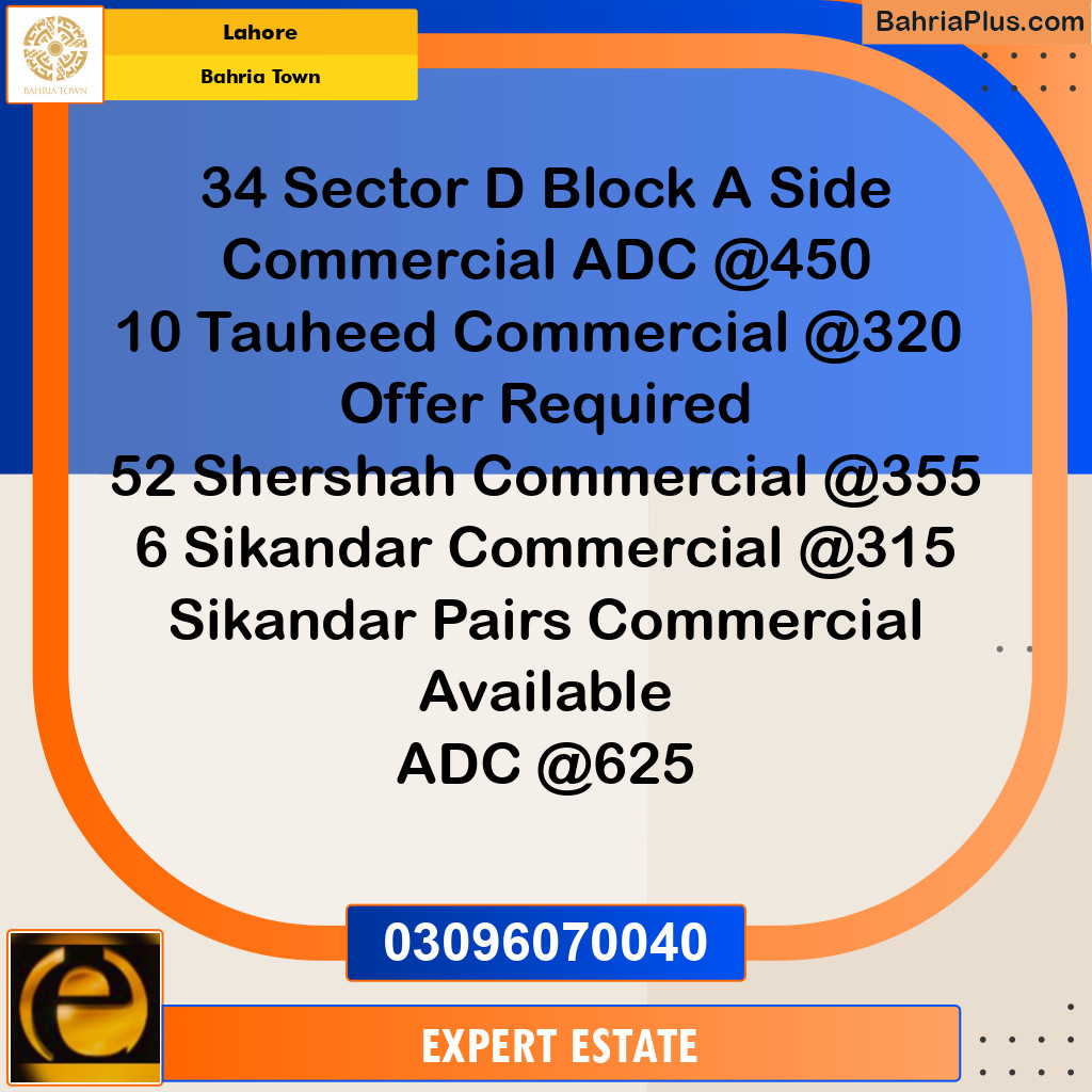 Commercial Plot for Sale in Bahria Town, Lahore - (BP-188168)