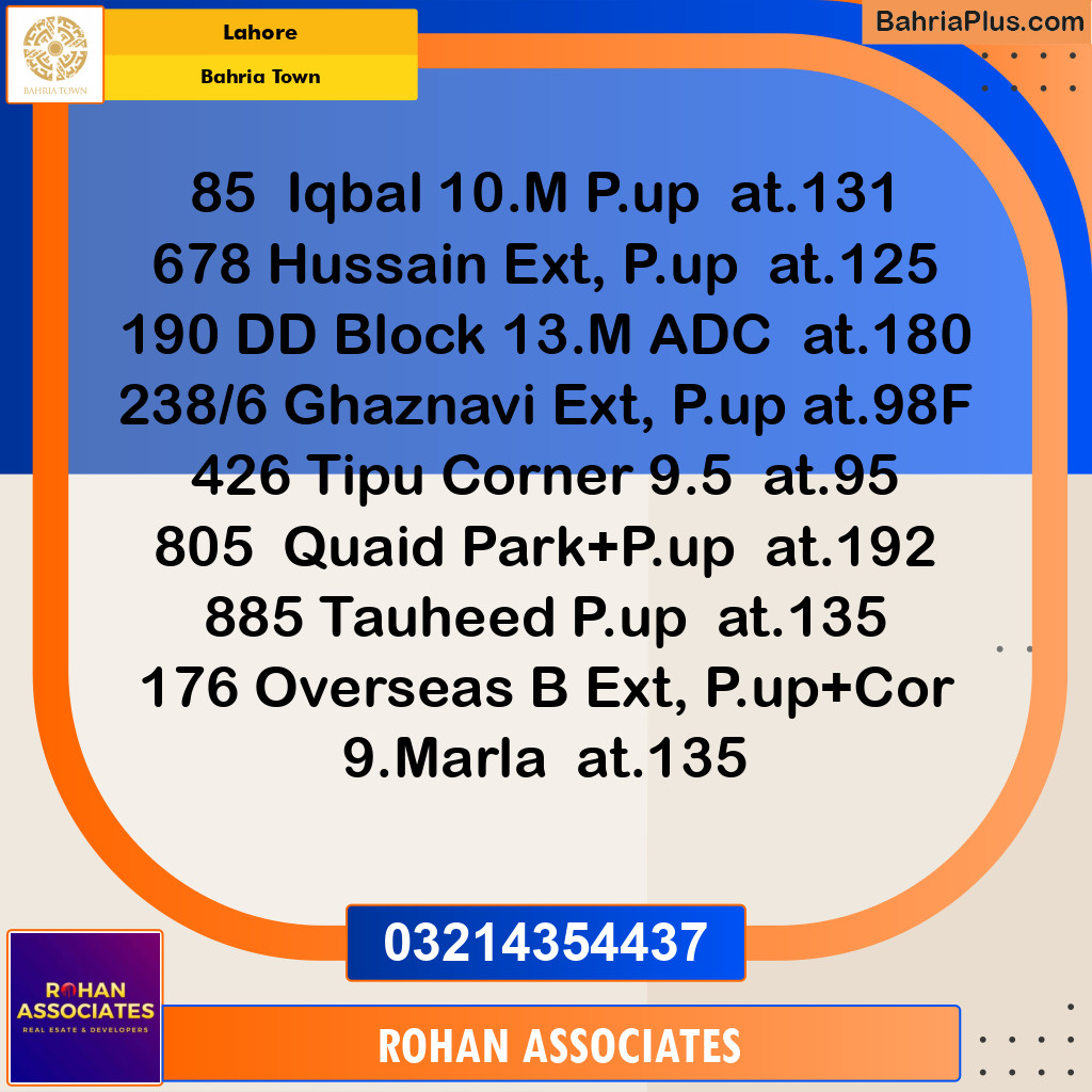 Residential Plot for Sale in Bahria Town, Lahore - (BP-188189)