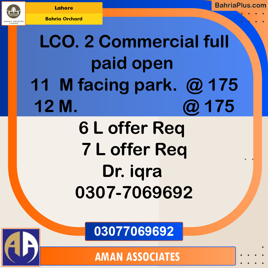 Residential Plot for Sale in Bahria Orchard, Lahore - (BP-188210)