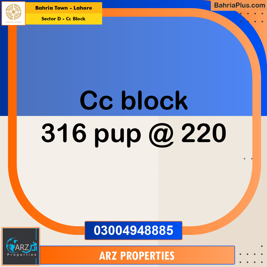 Residential Plot for Sale in Sector D - CC Block -  Bahria Town, Lahore - (BP-188220)