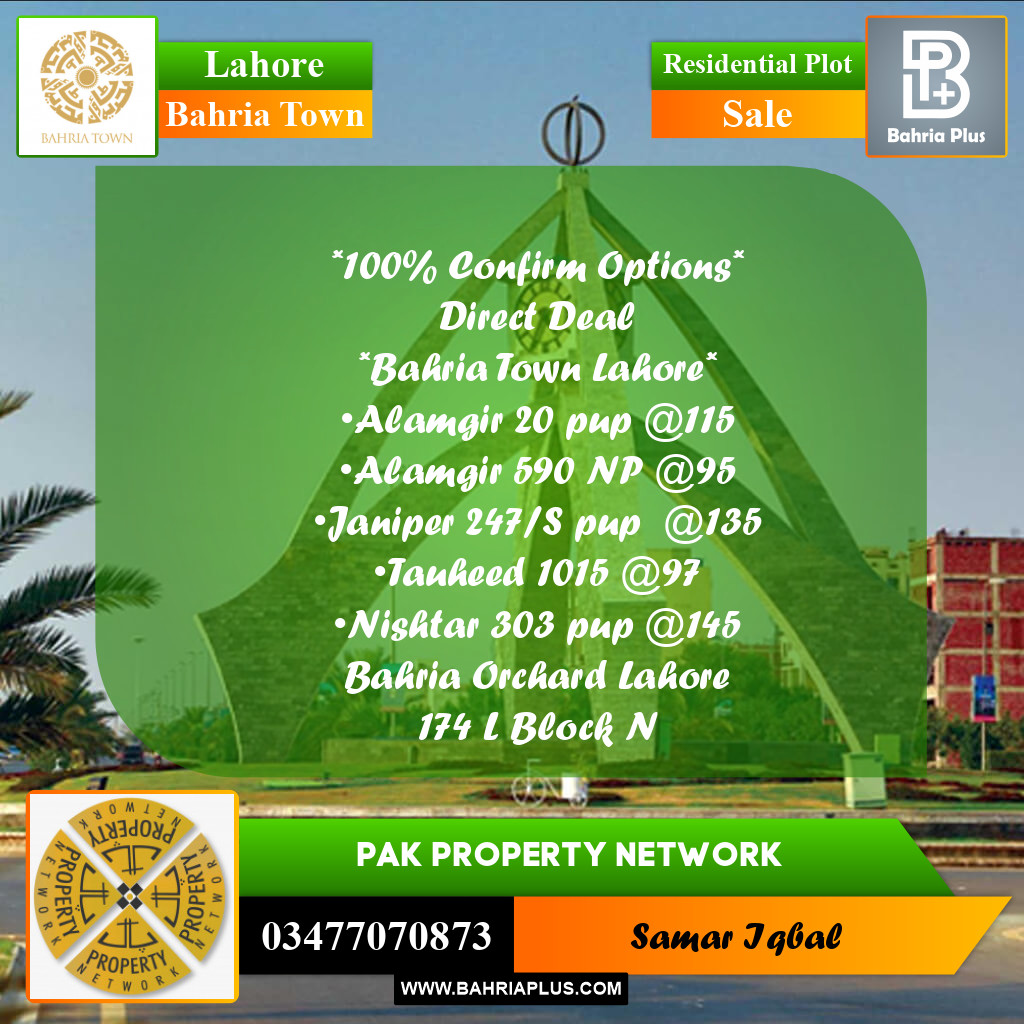 Residential Plot for Sale in Bahria Town, Lahore - (BP-188264)