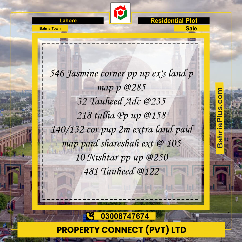 Residential Plot for Sale in Bahria Town, Lahore - (BP-188269)