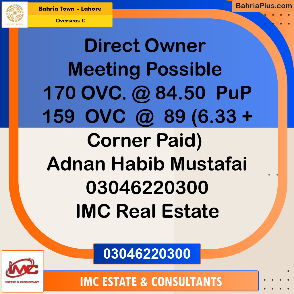 Residential Plot for Sale in Overseas C -  Bahria Town, Lahore - (BP-188287)