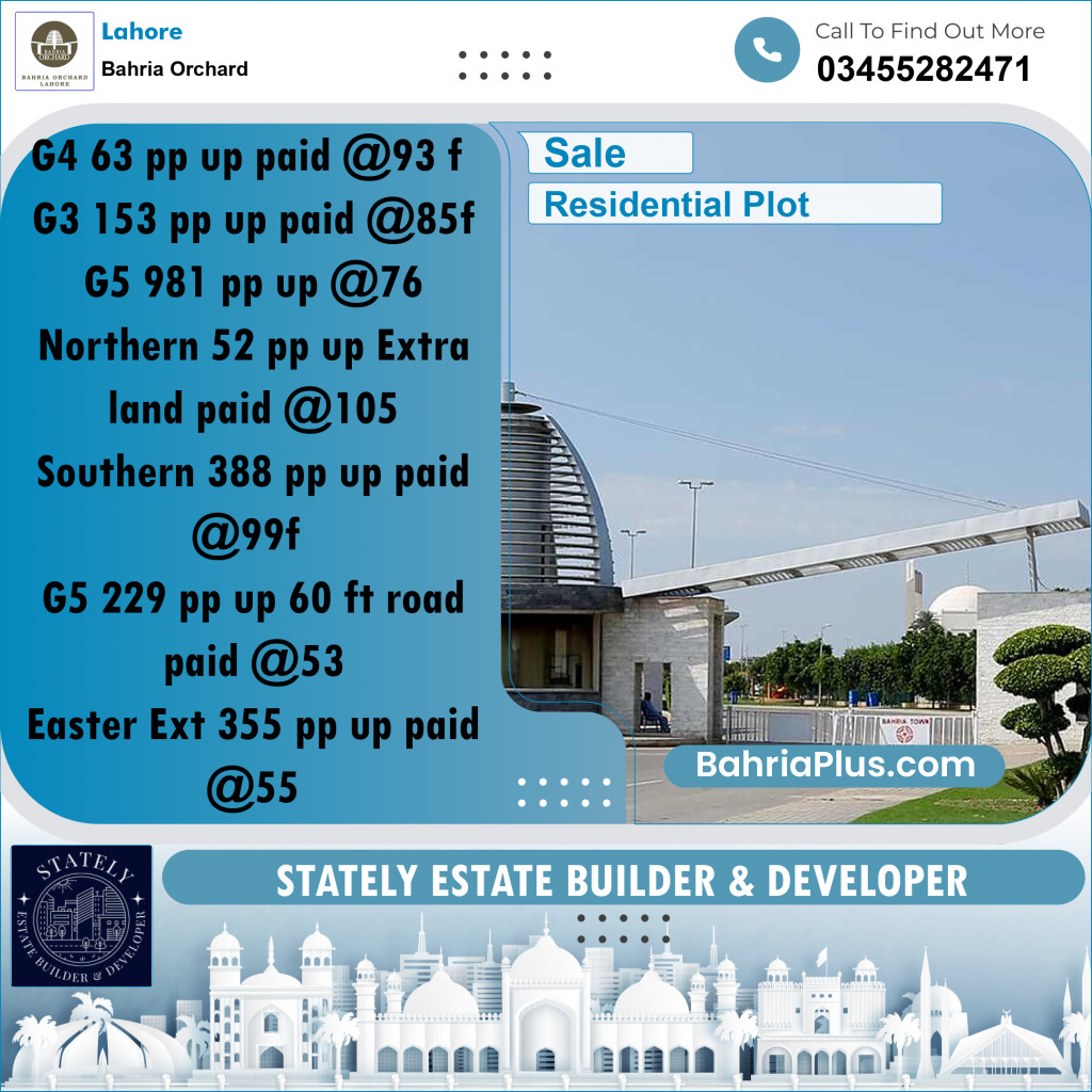 Residential Plot for Sale in Bahria Orchard, Lahore - (BP-188305)