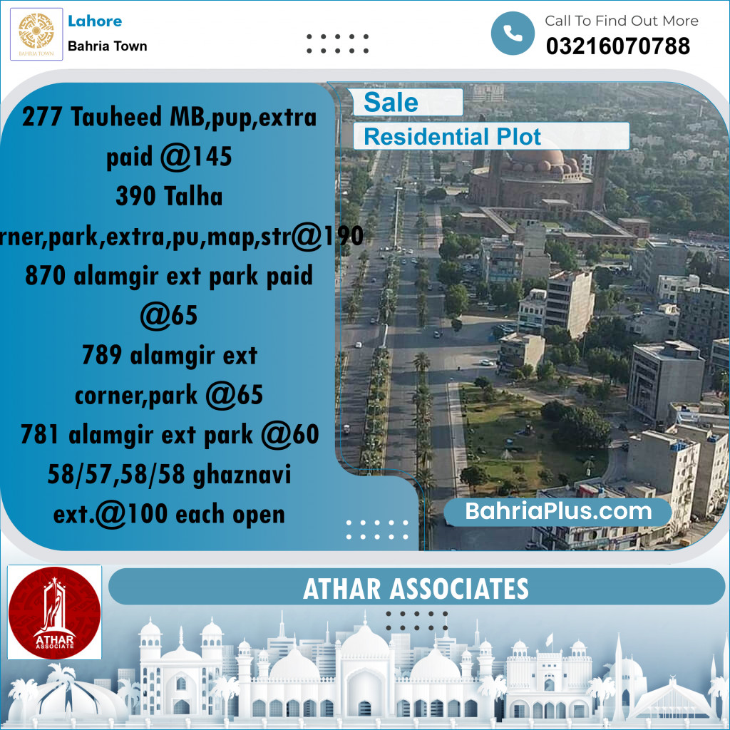 Residential Plot for Sale in Bahria Town, Lahore - (BP-188324)