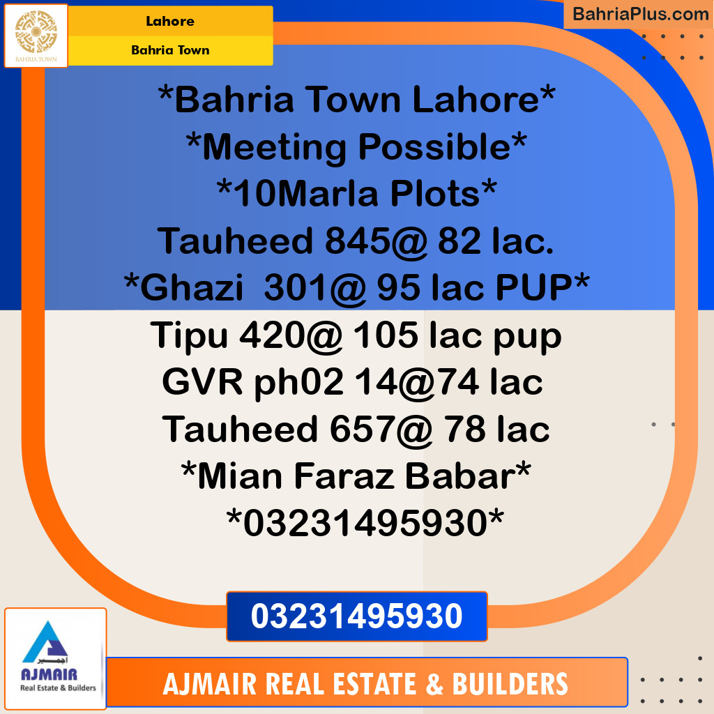 Residential Plot for Sale in Bahria Town, Lahore - (BP-188333)
