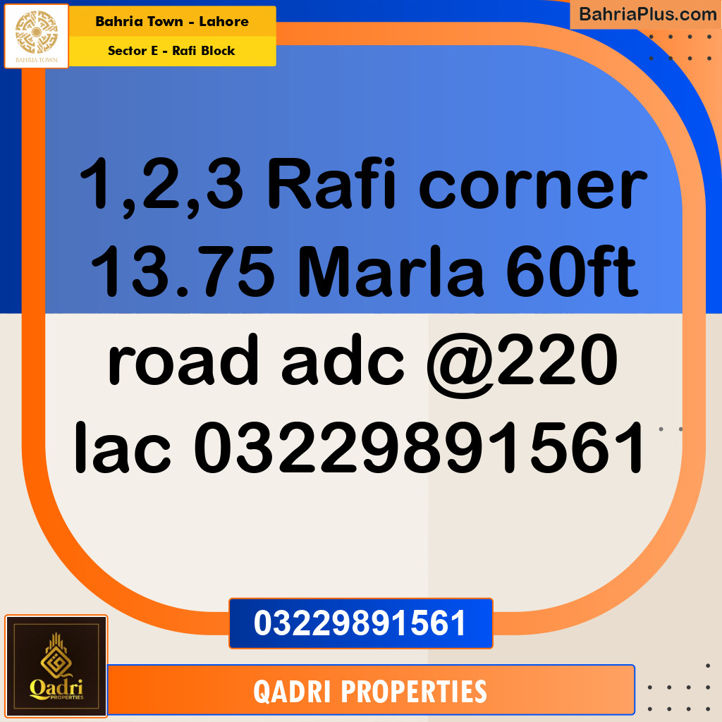 Residential Plot for Sale in Sector E - Rafi Block -  Bahria Town, Lahore - (BP-188346)