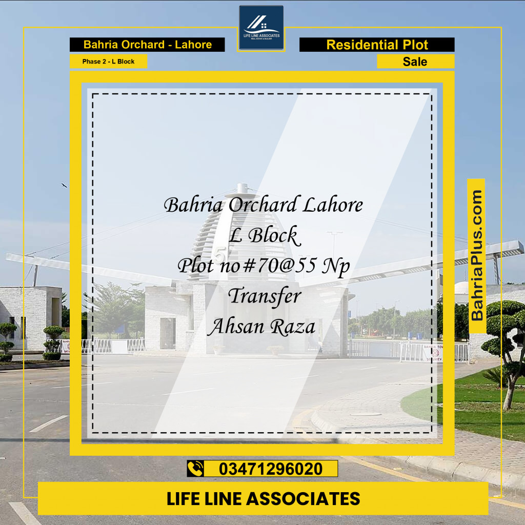Residential Plot for Sale in Phase 2 - L Block -  Bahria Orchard, Lahore - (BP-188351)