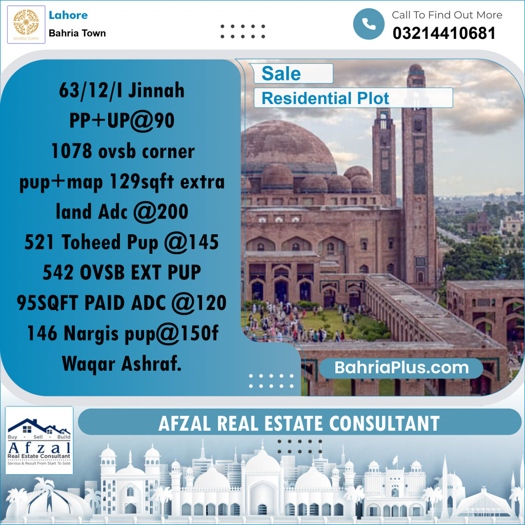 Residential Plot for Sale in Bahria Town, Lahore - (BP-188377)