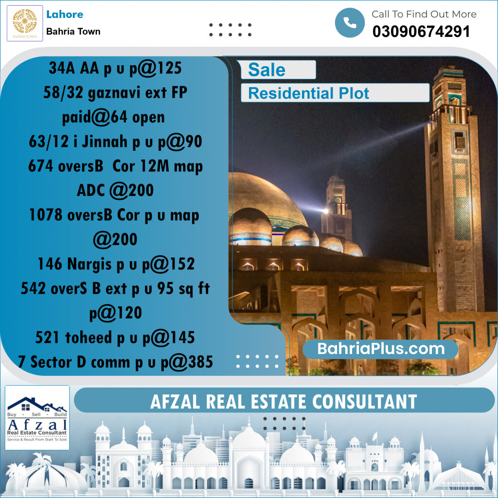 Residential Plot for Sale in Bahria Town, Lahore - (BP-188384)