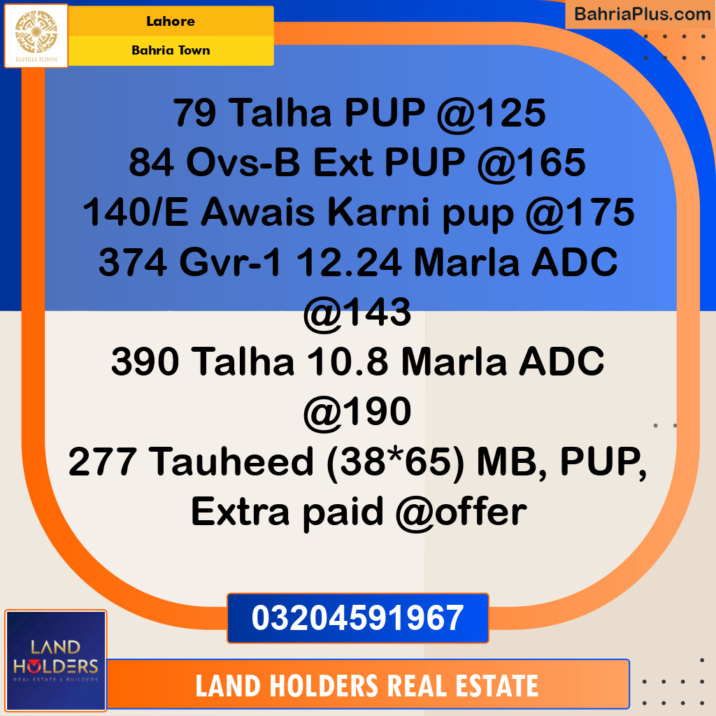 Residential Plot for Sale in Bahria Town, Lahore - (BP-188388)