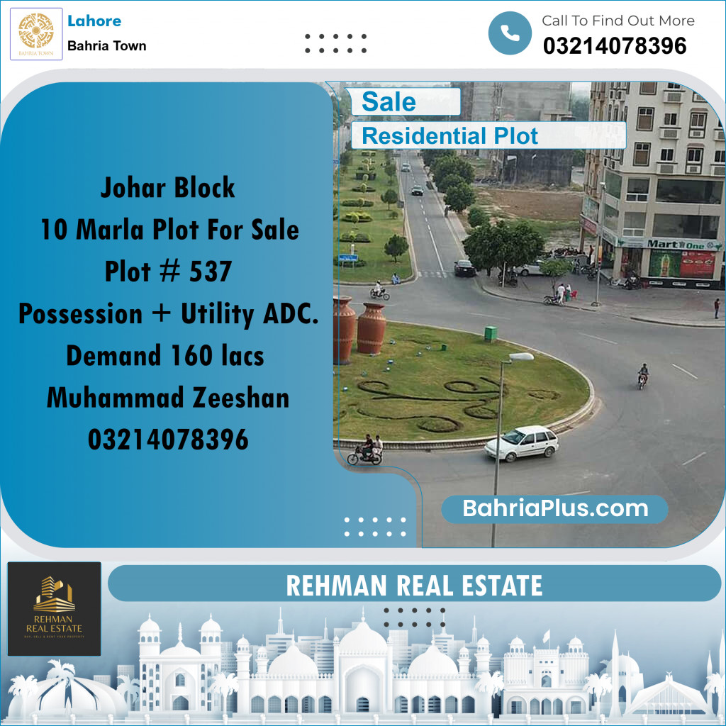 Residential Plot for Sale in Bahria Town, Lahore - (BP-188391)