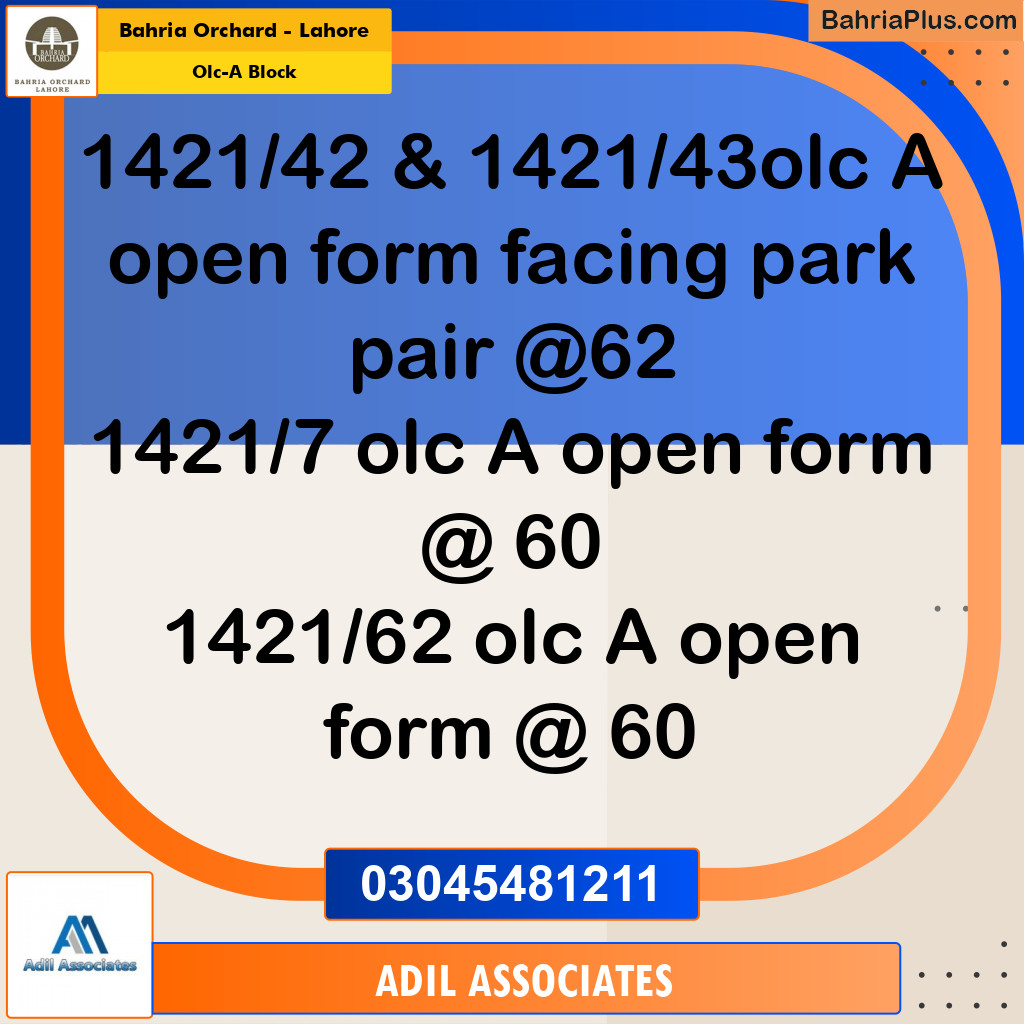 Residential Plot for Sale in OLC-A Block -  Bahria Orchard, Lahore - (BP-188403)