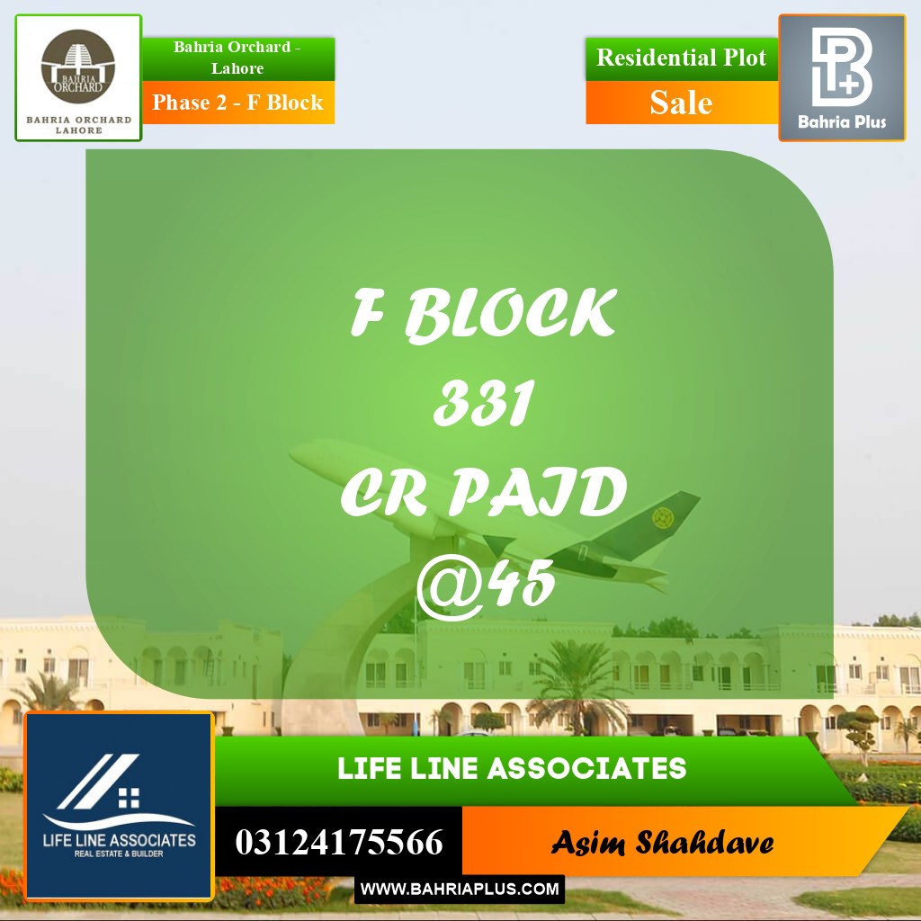Residential Plot for Sale in Phase 2 - F Block -  Bahria Orchard, Lahore - (BP-188417)
