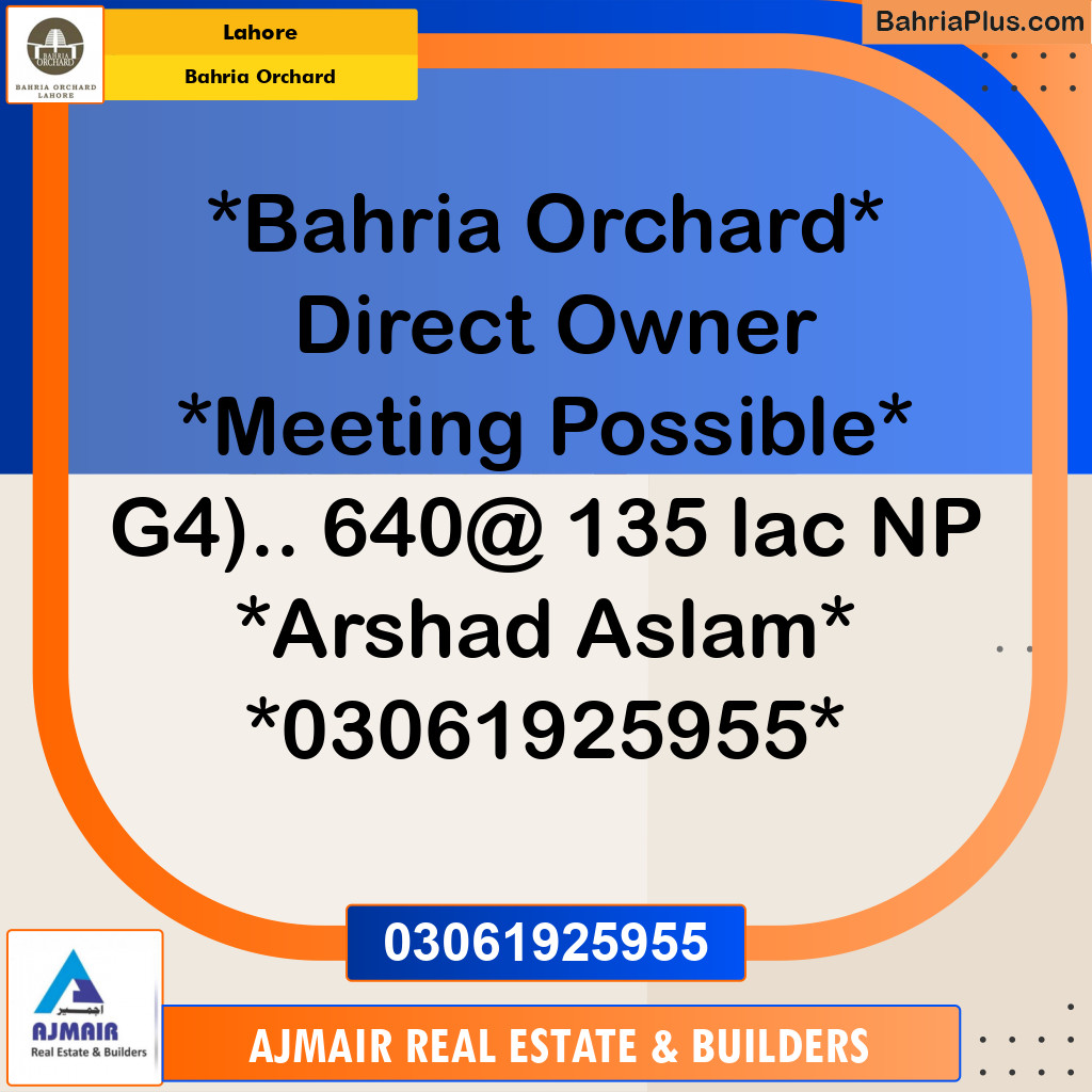 Residential Plot for Sale in Bahria Orchard, Lahore - (BP-188427)