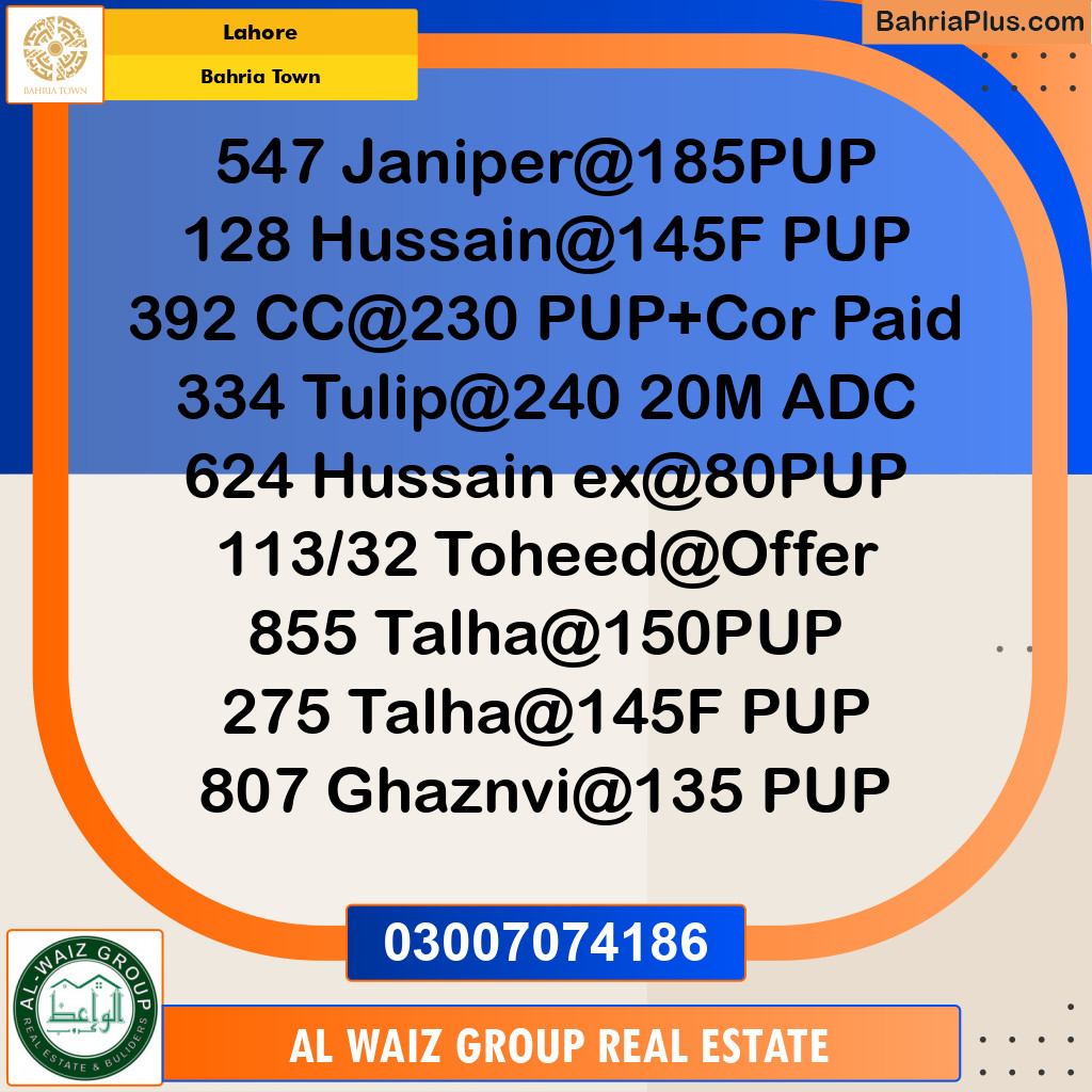 Residential Plot for Sale in Bahria Town, Lahore - (BP-188443)