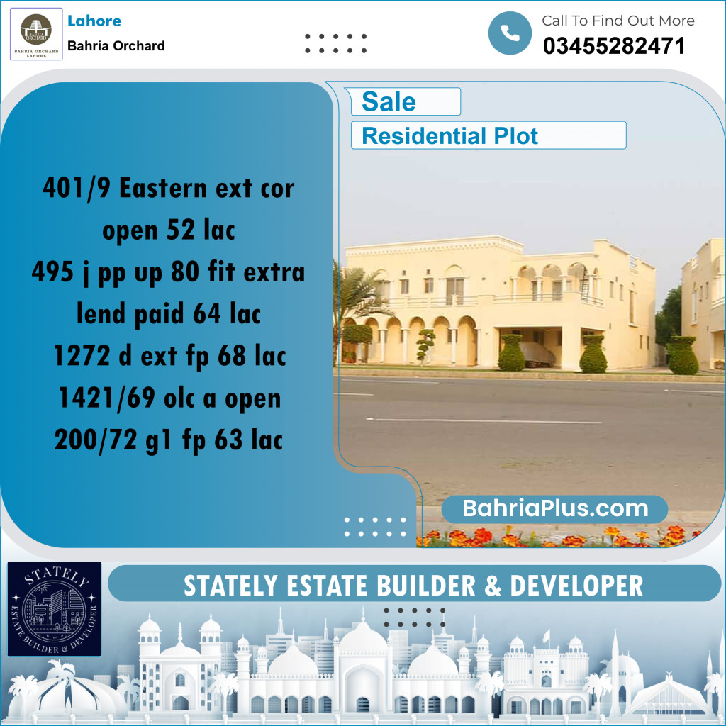 Residential Plot for Sale in Bahria Orchard, Lahore - (BP-188465)