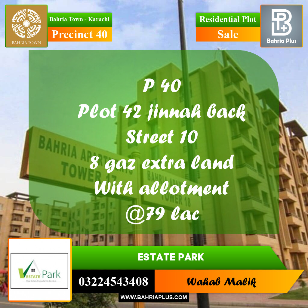 Residential Plot for Sale in Precinct 40 -  Bahria Town, Karachi - (BP-188473)