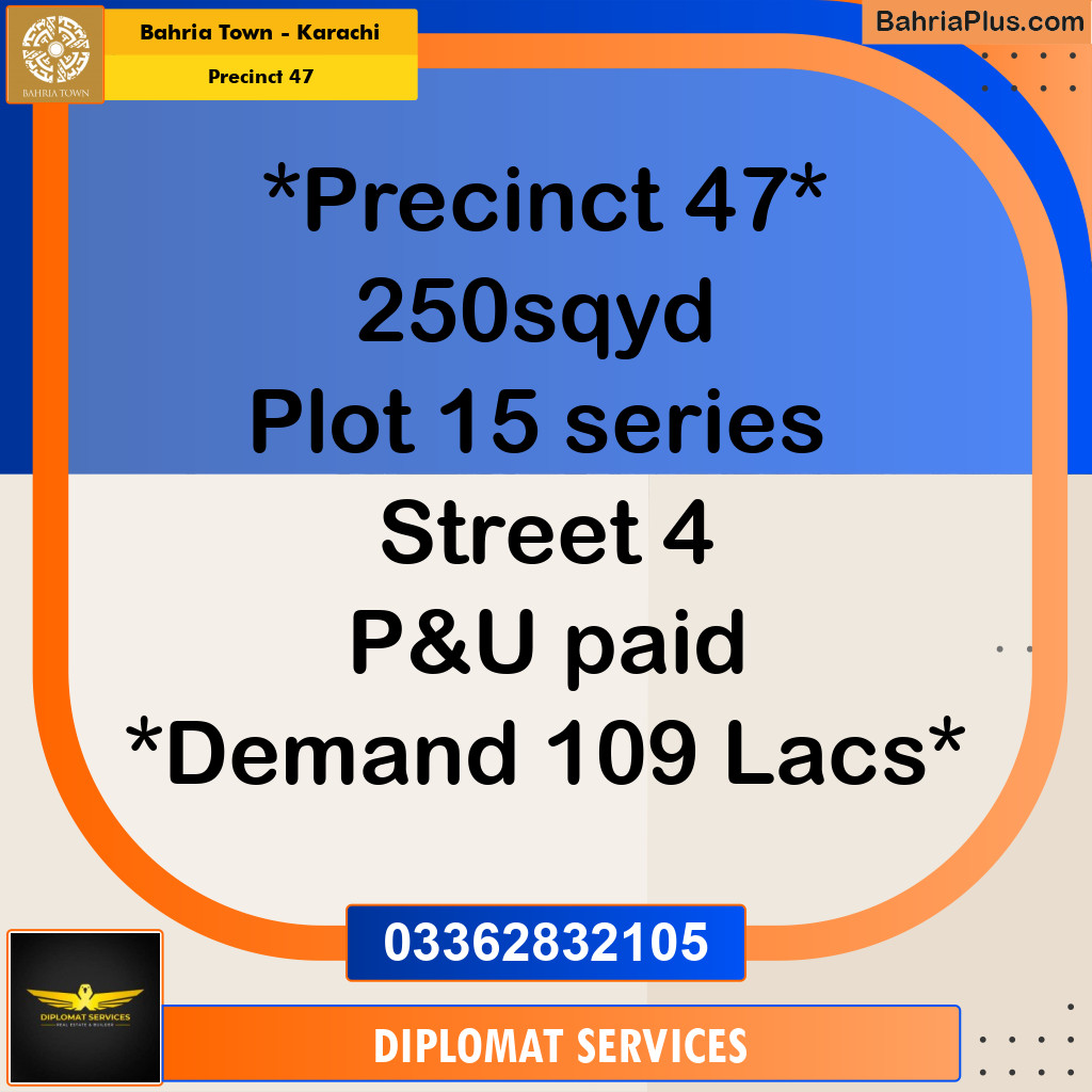 250 Sq. Yards Residential Plot for Sale in Precinct 47 -  Bahria Town, Karachi - (BP-188503)