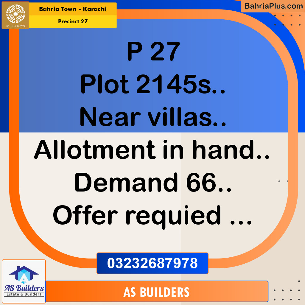 Residential Plot for Sale in Precinct 27 -  Bahria Town, Karachi - (BP-188532)