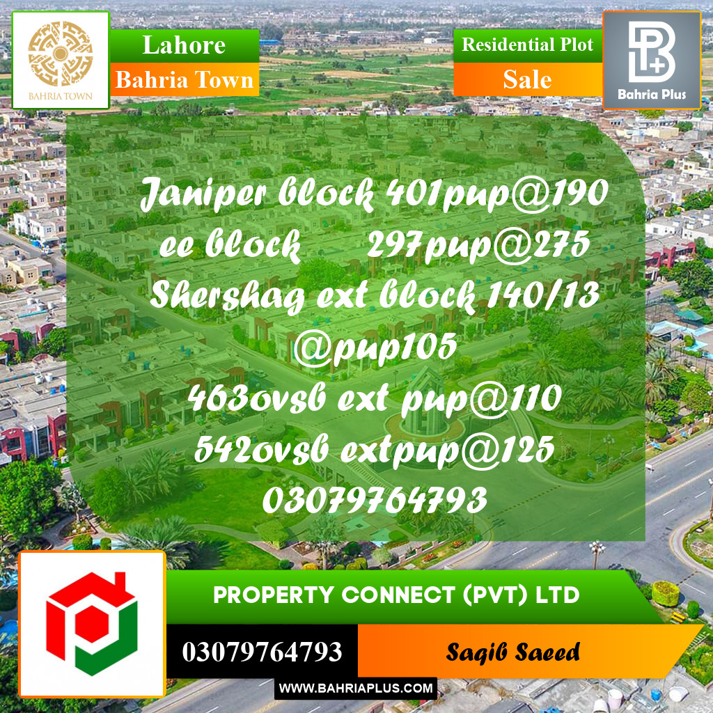 Residential Plot for Sale in Bahria Town, Lahore - (BP-188579)