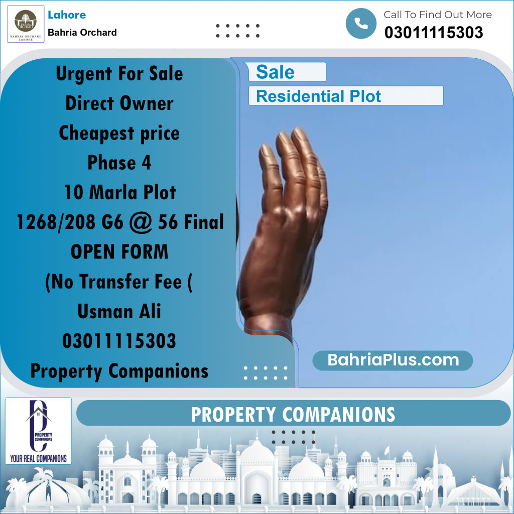 Residential Plot for Sale in Bahria Orchard, Lahore - (BP-188605)