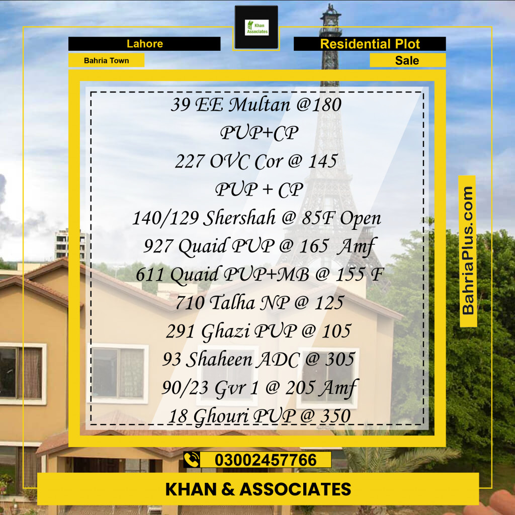 Residential Plot for Sale in Bahria Town, Lahore - (BP-188608)