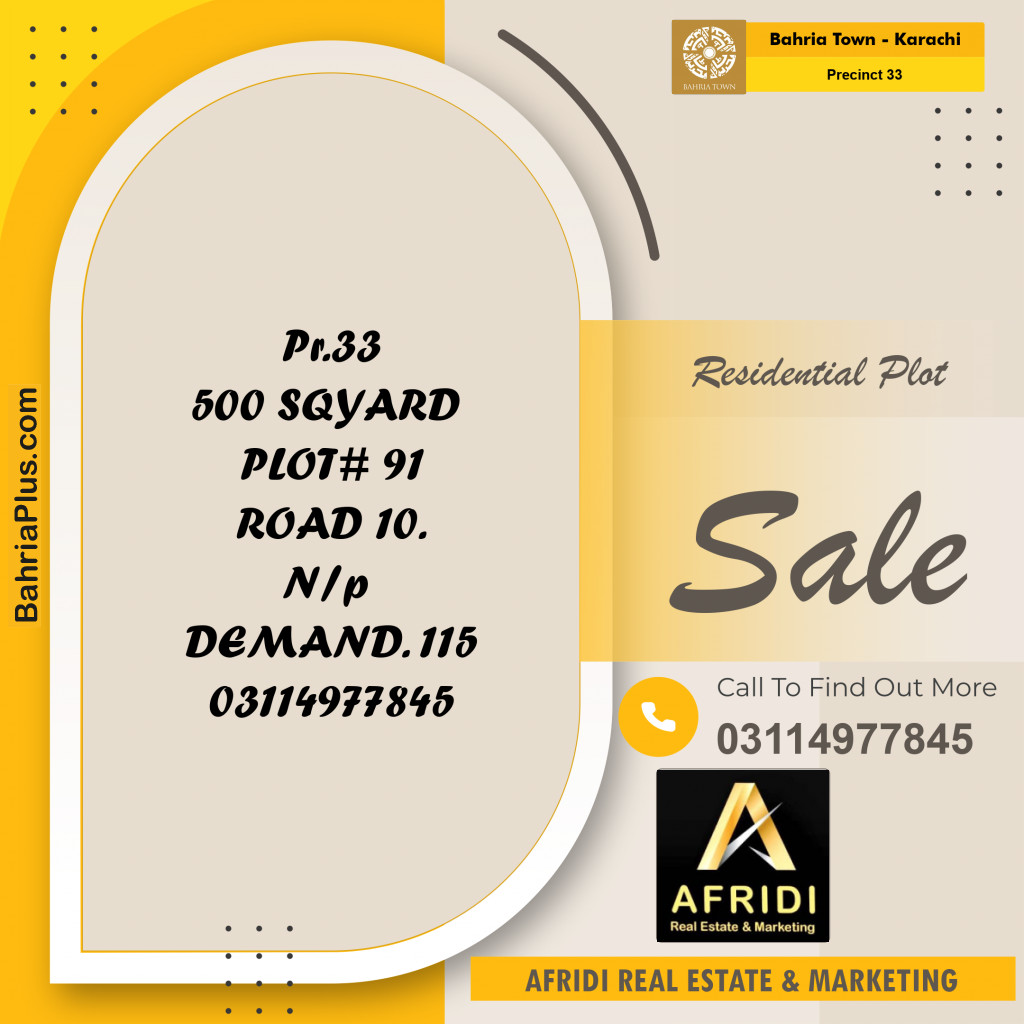 Residential Plot for Sale in Precinct 33 -  Bahria Town, Karachi - (BP-188631)