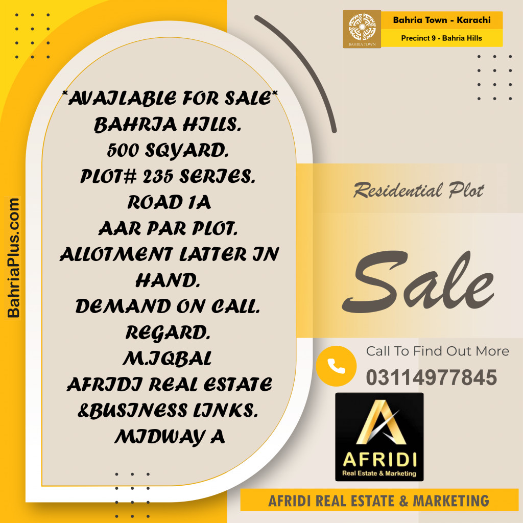 Residential Plot for Sale in Precinct 9 - Bahria Hills -  Bahria Town, Karachi - (BP-188637)