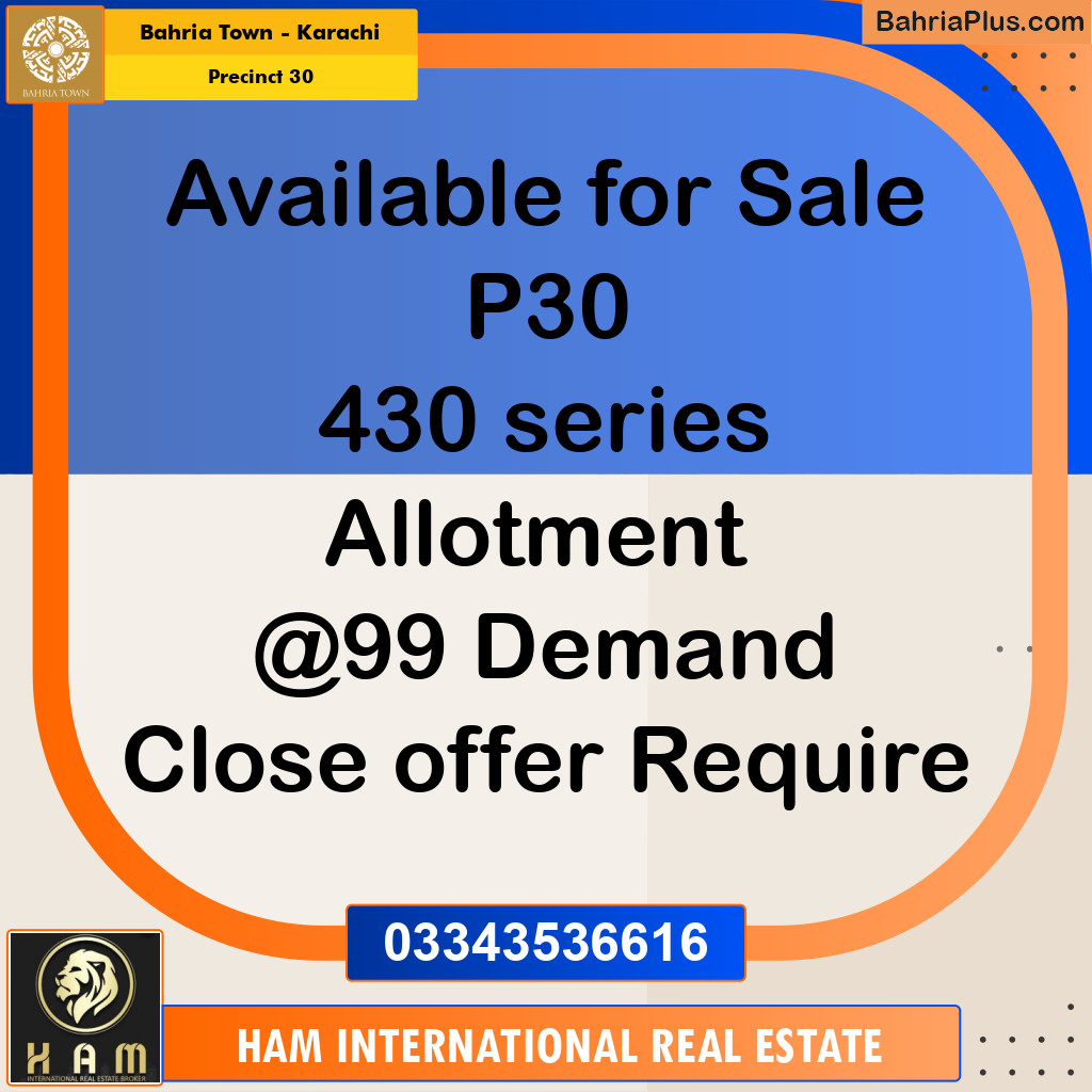 250 Sq. Yards Residential Plot for Sale in Precinct 30 -  Bahria Town, Karachi - (BP-188650)