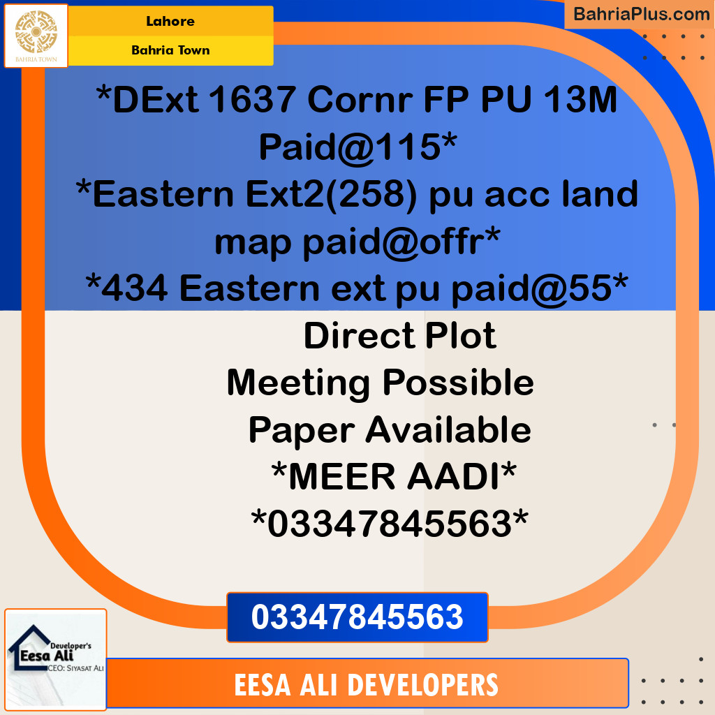 Residential Plot for Sale in Bahria Town, Lahore - (BP-188658)