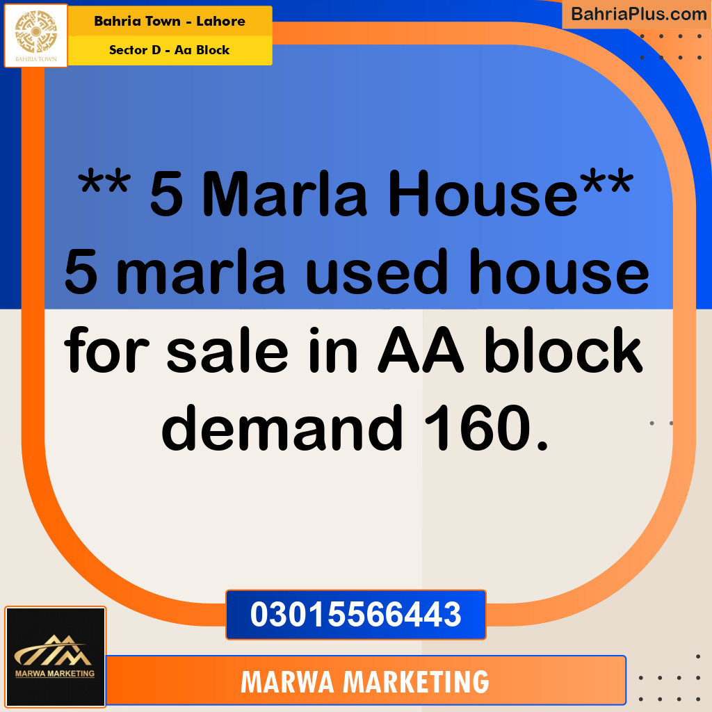 Residential House for Sale in Sector D - AA Block - Bahria Town, Lahore - (BP-188702)