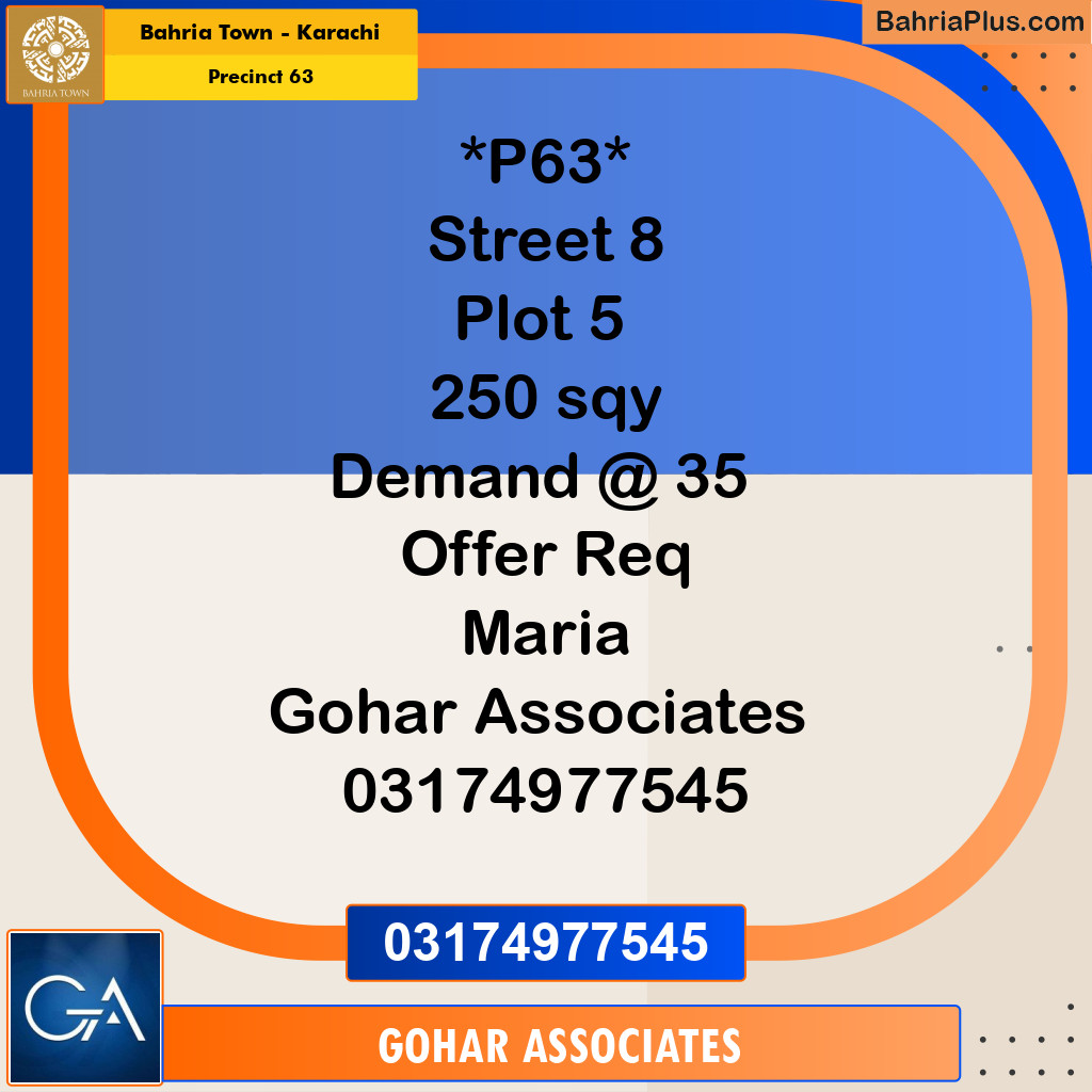 Residential Plot for Sale in Precinct 63 -  Bahria Town, Karachi - (BP-188703)