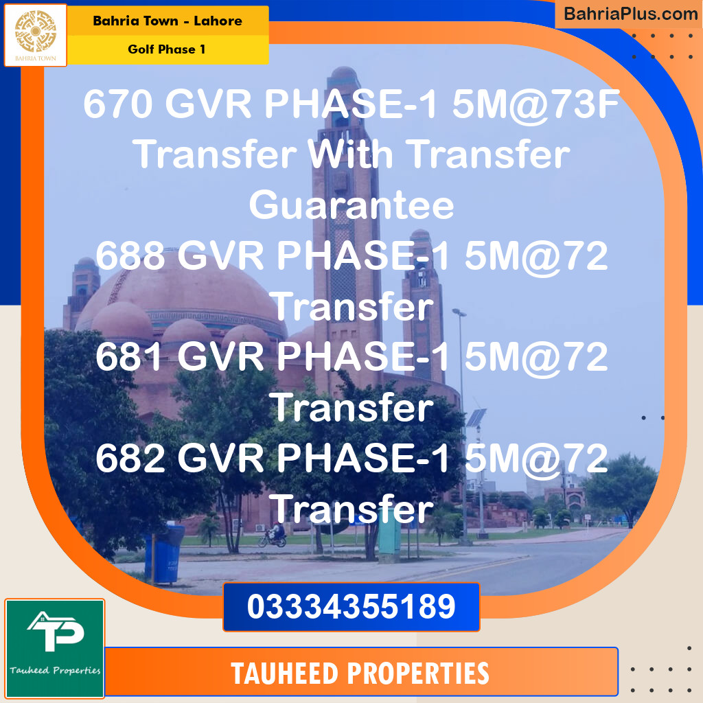 Residential Plot for Sale in Golf Phase 1 -  Bahria Town, Lahore - (BP-188716)