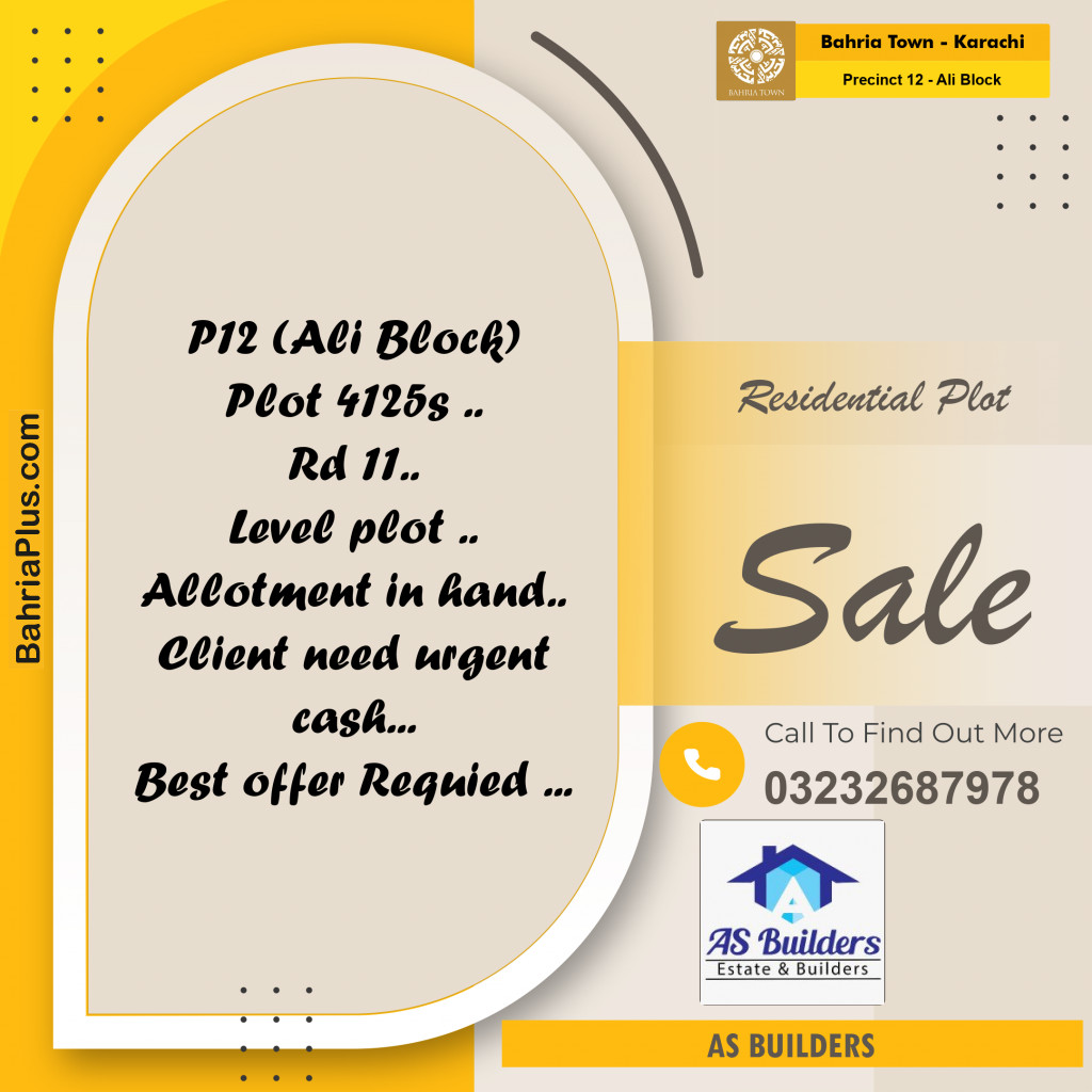 125 Sq. Yards Residential Plot for Sale in Precinct 12 - Ali Block -  Bahria Town, Karachi - (BP-188773)